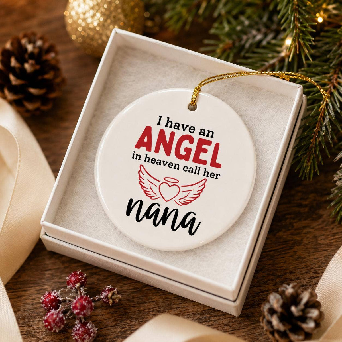 Memorial Angel Nana Gift Ceramic Ornament with Box