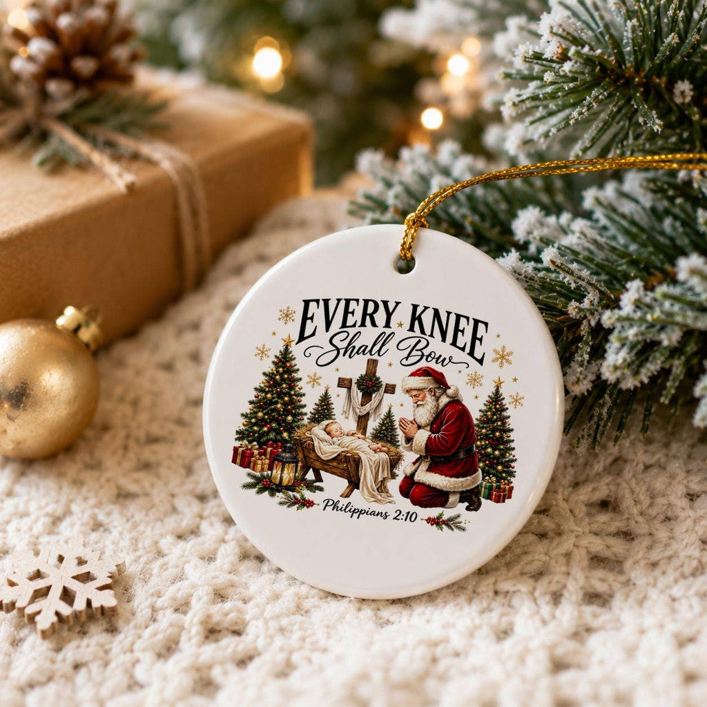 Ceramic Christmas Ornament with Santa and Nativity