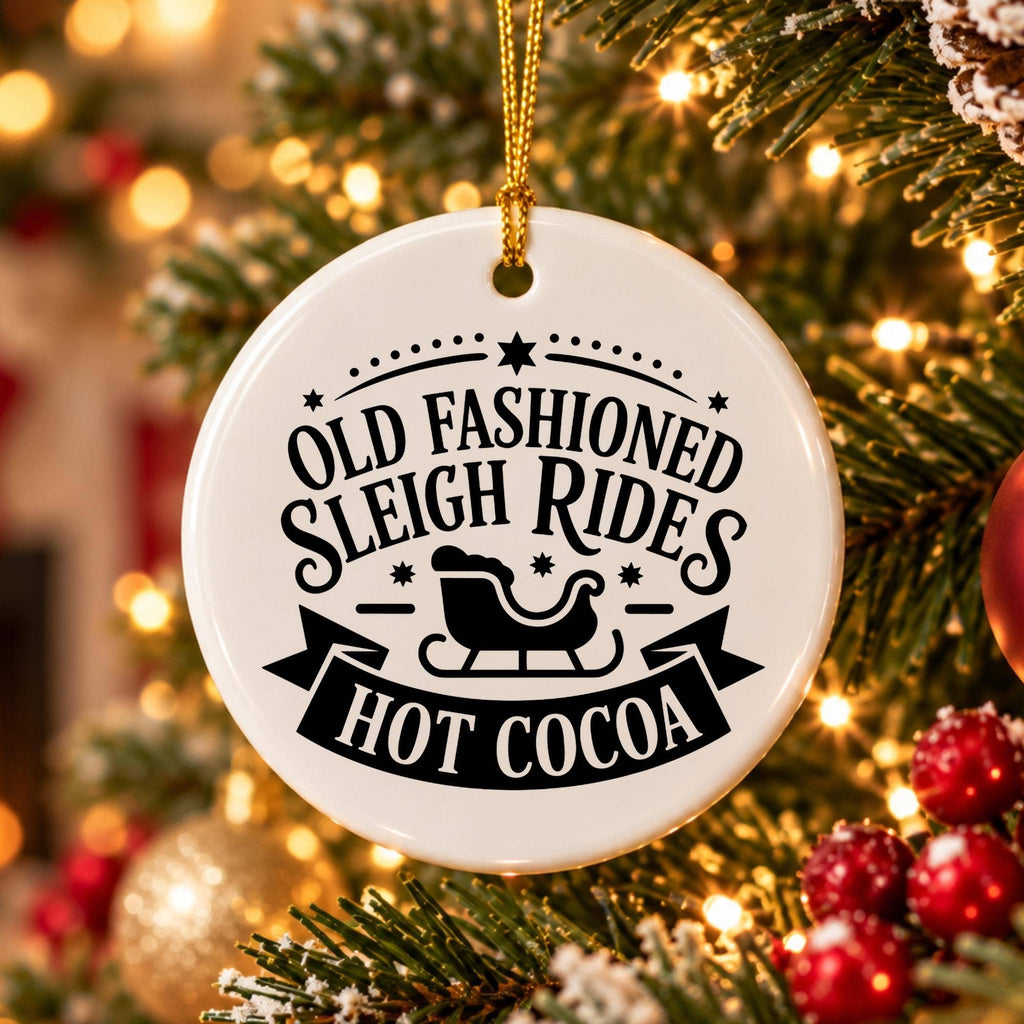 Old Fashioned Sleigh Rides Ceramic Christmas Ornament