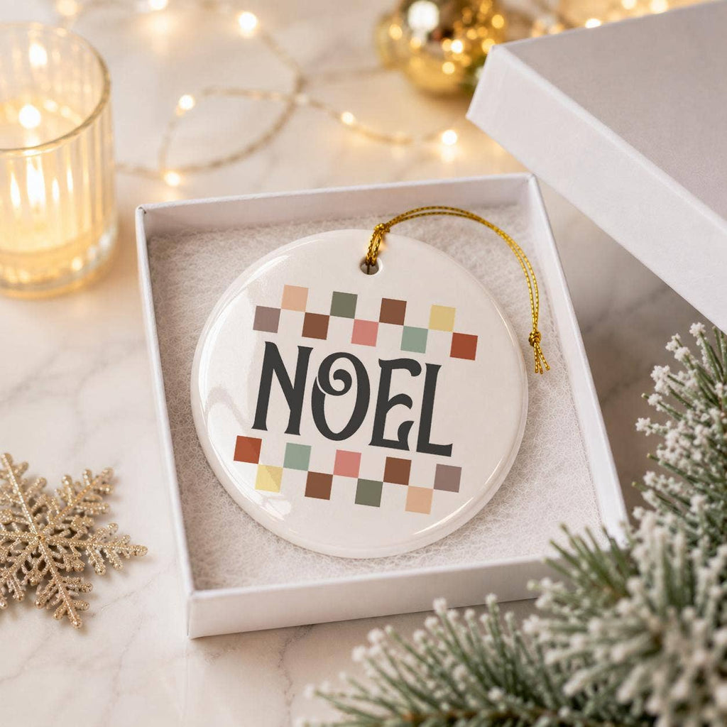 Noel Ceramic Ornament with Gift Box Christmas Decor