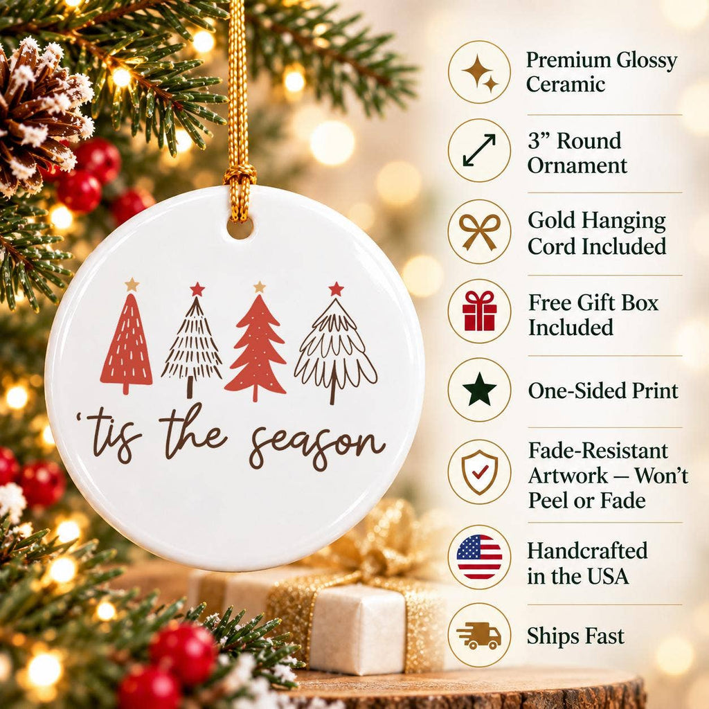 Premium Ceramic Christmas Ornament with Stylized Tree Design