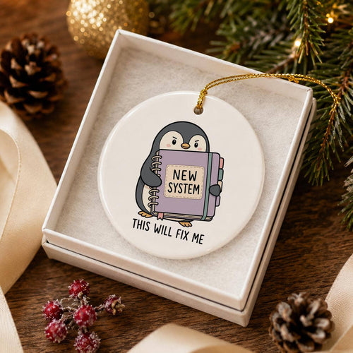 Adorable Penguin Ceramic Christmas Ornament for Tech Lovers