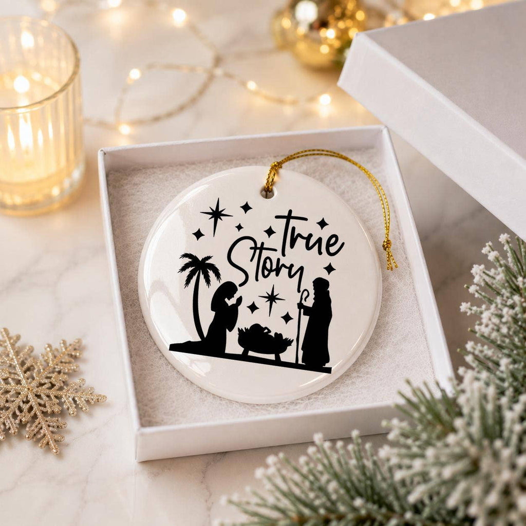 True Story Nativity Ceramic Christmas Ornament Gift