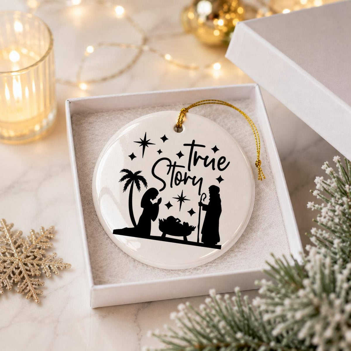 True Story Nativity Ceramic Christmas Ornament Gift