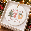 Festive Christmas Ornament: Reindeer, Tree, Gift in Ceramic