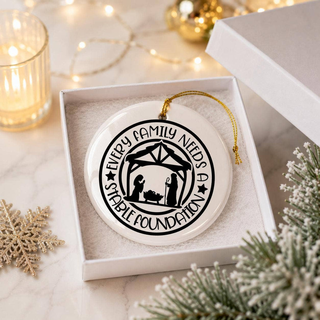 Nativity Family Ceramic Ornament in Gift Box for Christmas
