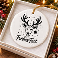 Fröhliche Fest Reindeer Ceramic Christmas Ornament