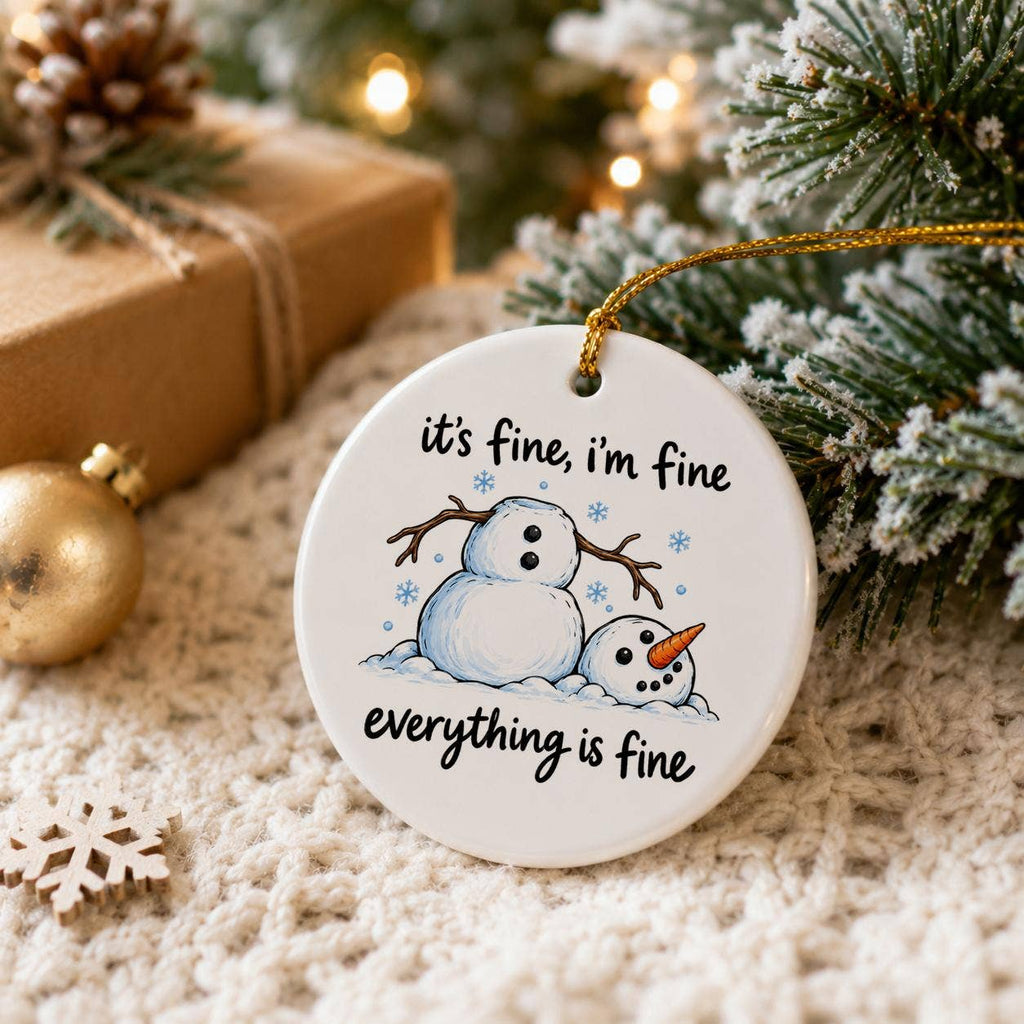 Funny Snowman Quote Ceramic Ornament for Christmas Decor