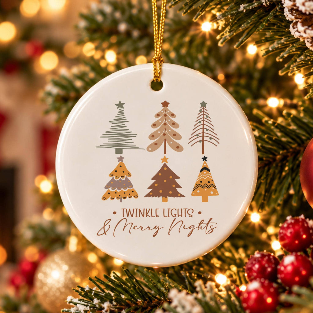 Twinkle Lights Merry Nights Ceramic Holiday Ornament
