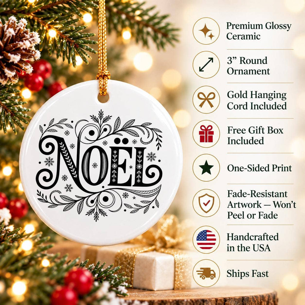Noel Ceramic Ornament With Gift Box