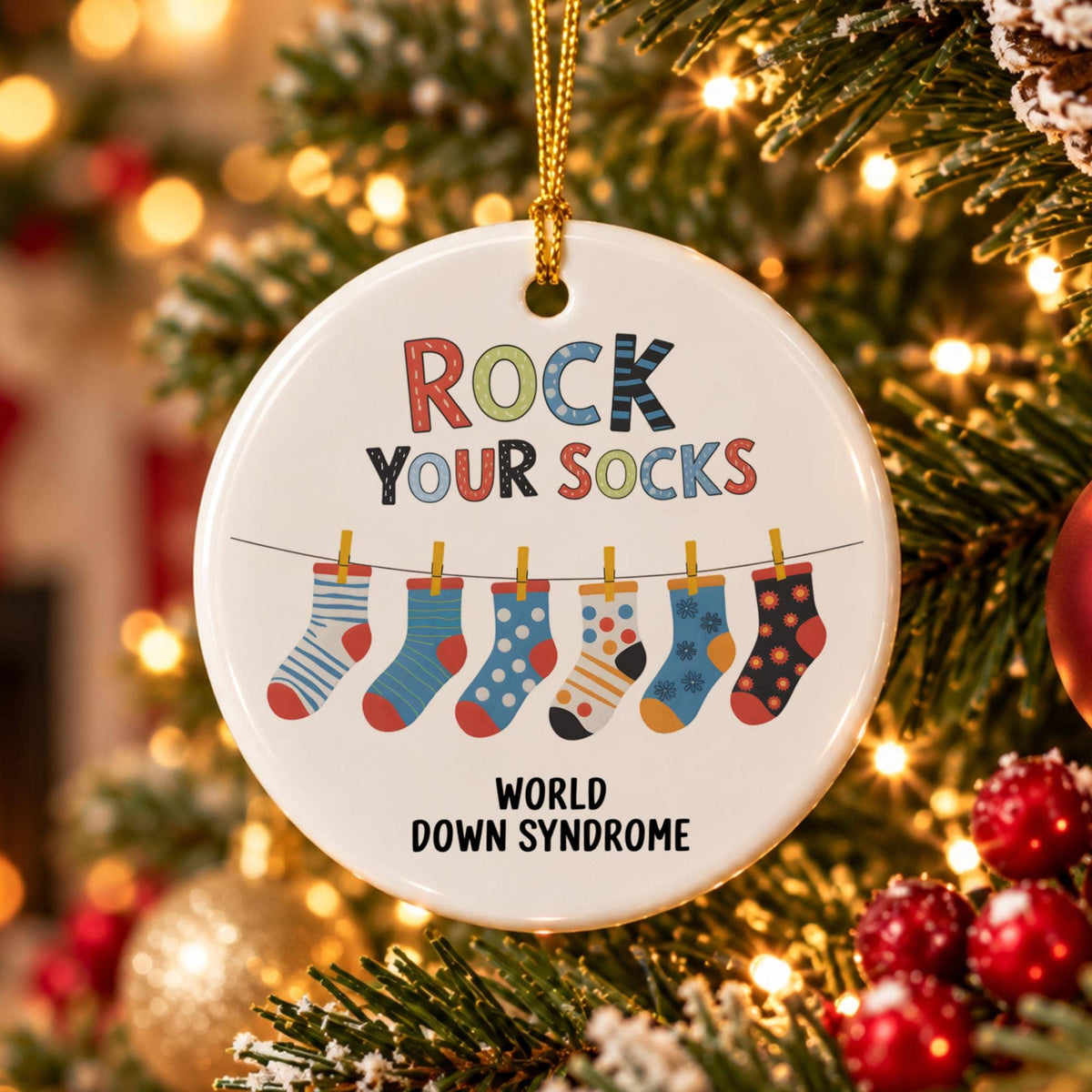 World Down Syndrome Day Colorful Ceramic Socks Ornament