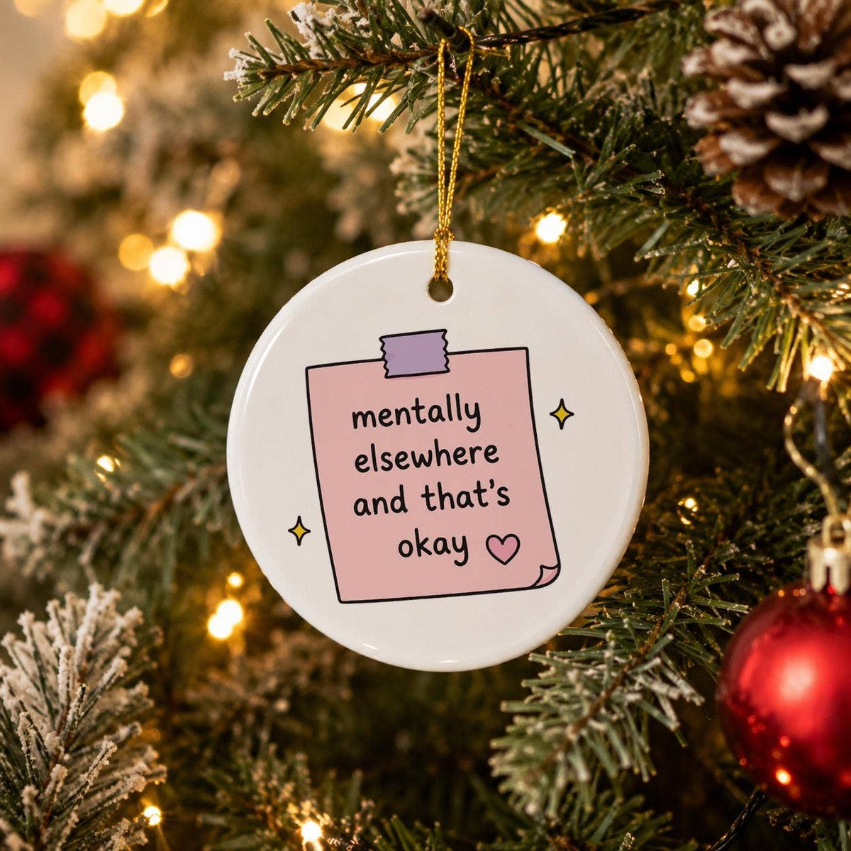 Mindful Pastel Ceramic Ornament for Unique Holiday Gift