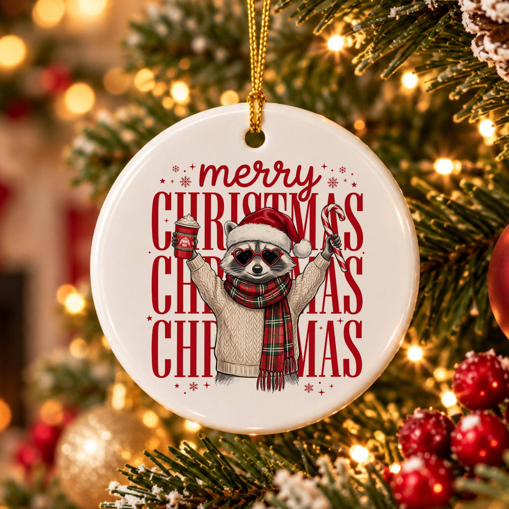 Whimsical Sloth Christmas Ornament - Ceramic Holiday Decor