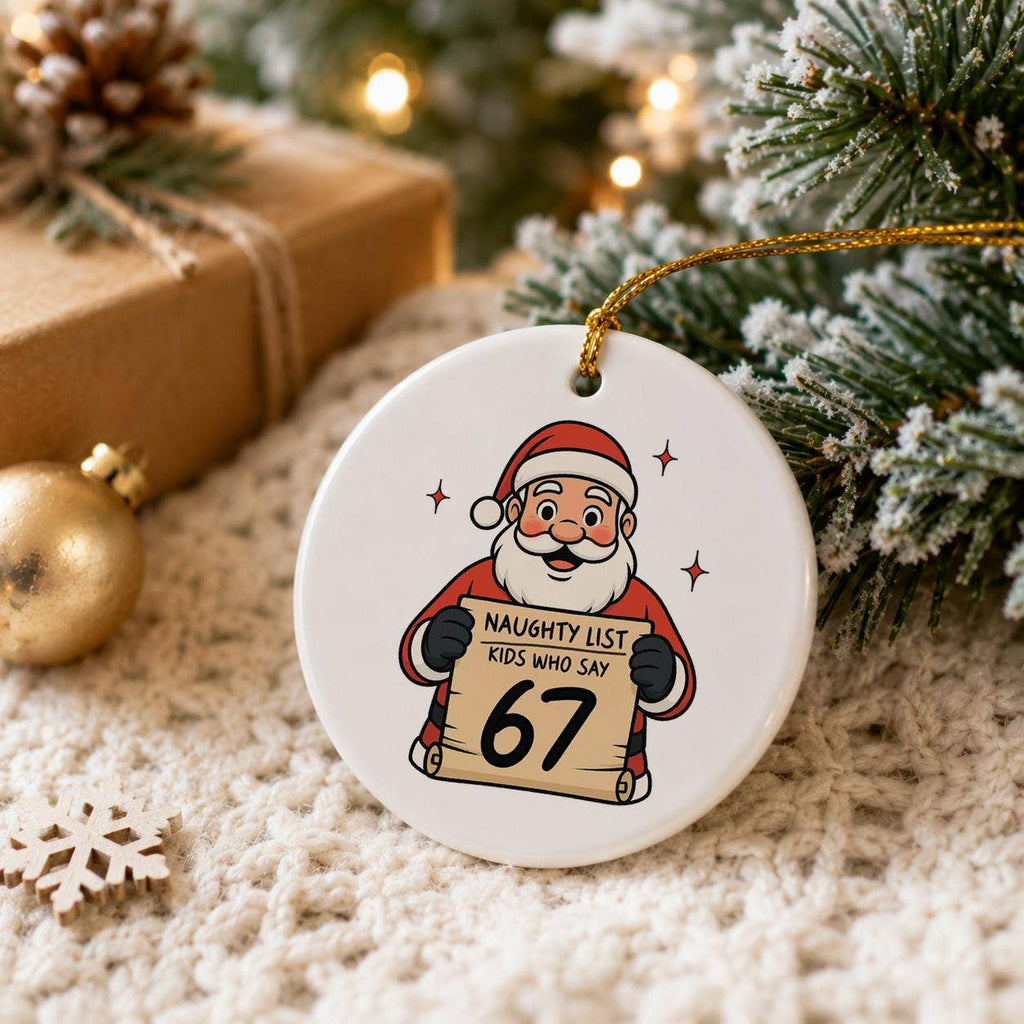 Santa Naughty List Ceramic Holiday Ornament Gift Box