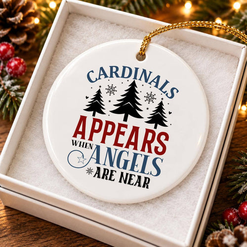 Cardinal Angels Christmas Ceramic Ornament Gift Box