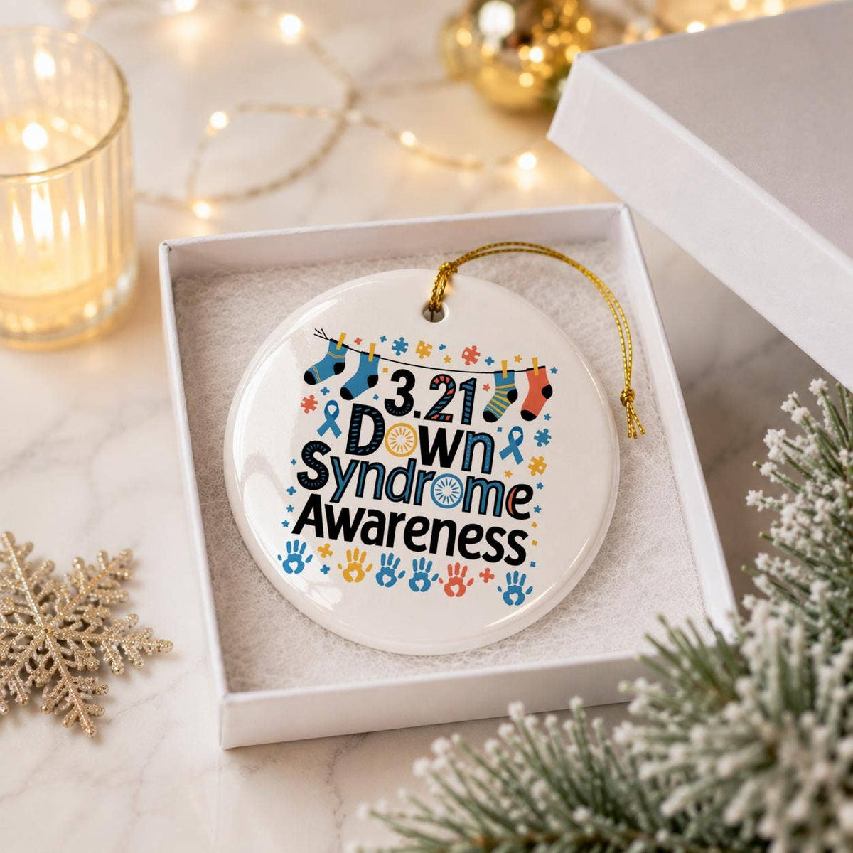 Down Syndrome Awareness Ceramic Ornament Gift Boxed