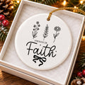 Elegant Faith Ornament: Ceramic Floral Christmas Keepsake