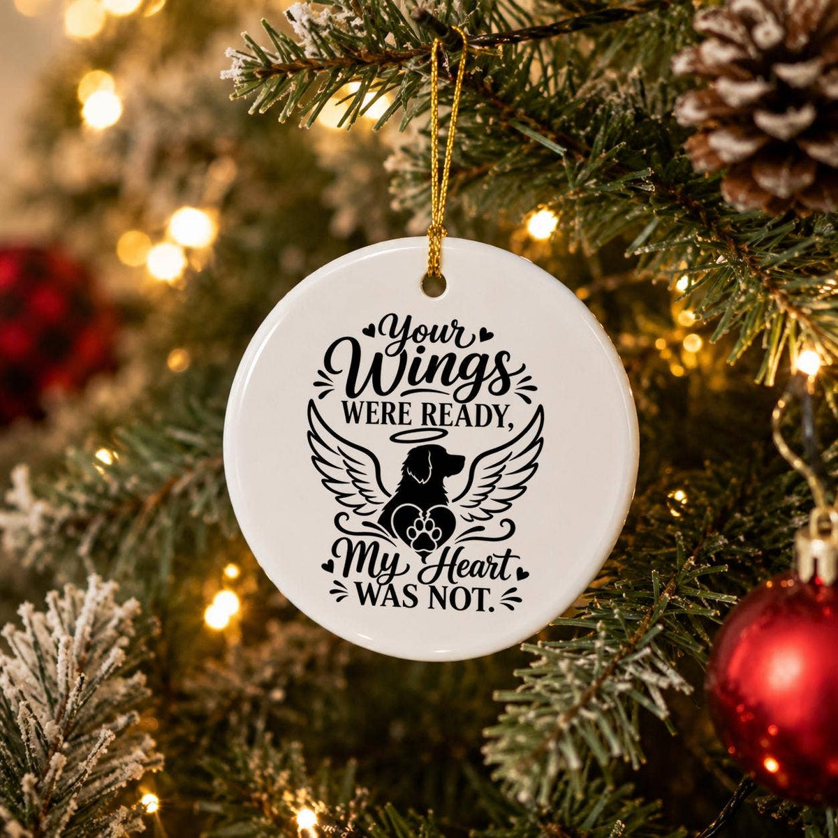 Ceramic Dog Angel Wing Memorial Ornament with Gift Box