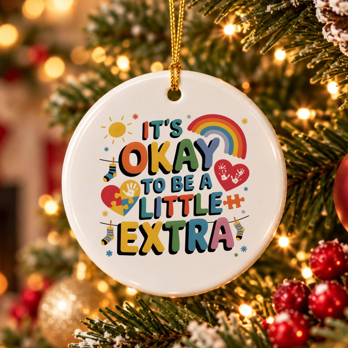 Inspirational Rainbow Ceramic Ornament with Gift Box