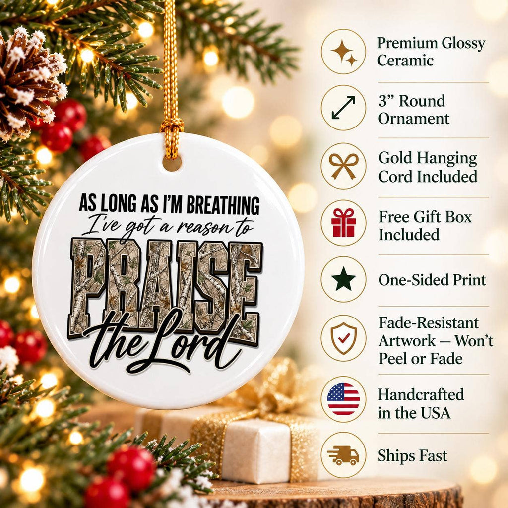 Religious Praise the Lord Ceramic Christmas Ornament