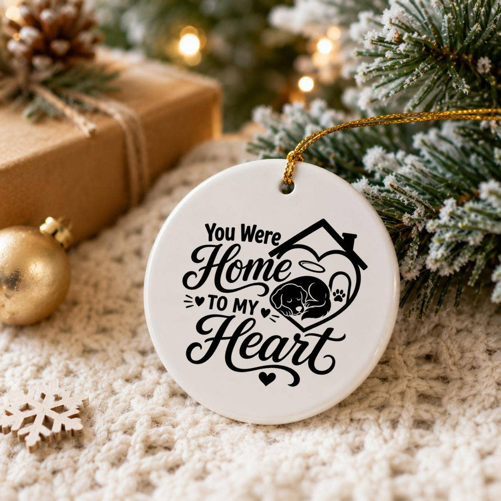 Heartfelt Ceramic Pet Memorial Ornament with House Motif