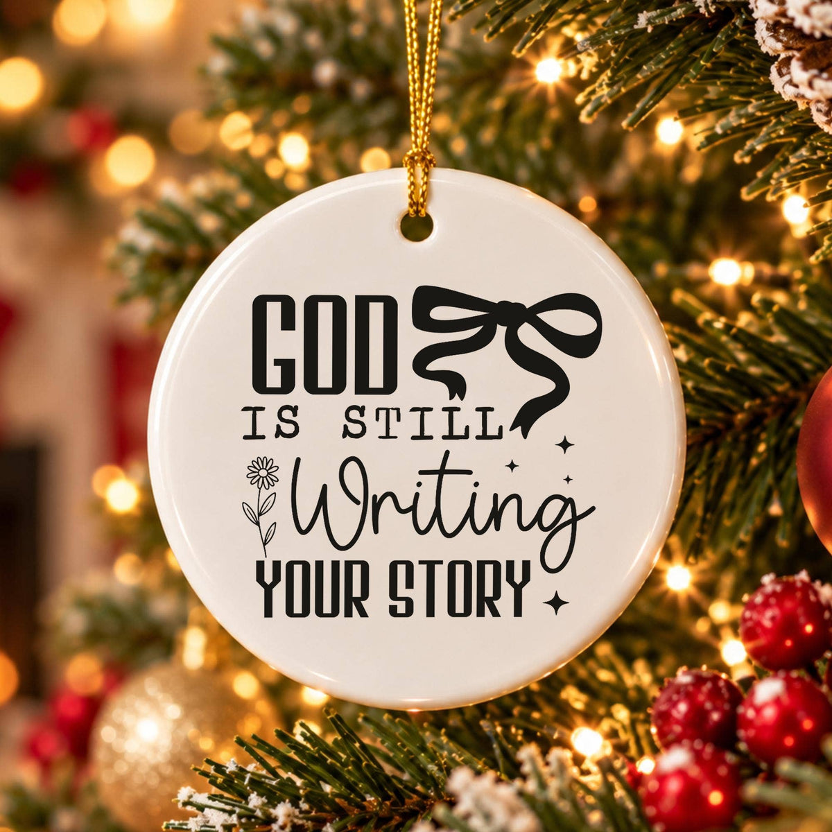 Faith-Inspired Ceramic Ornament: God Writes Your Story