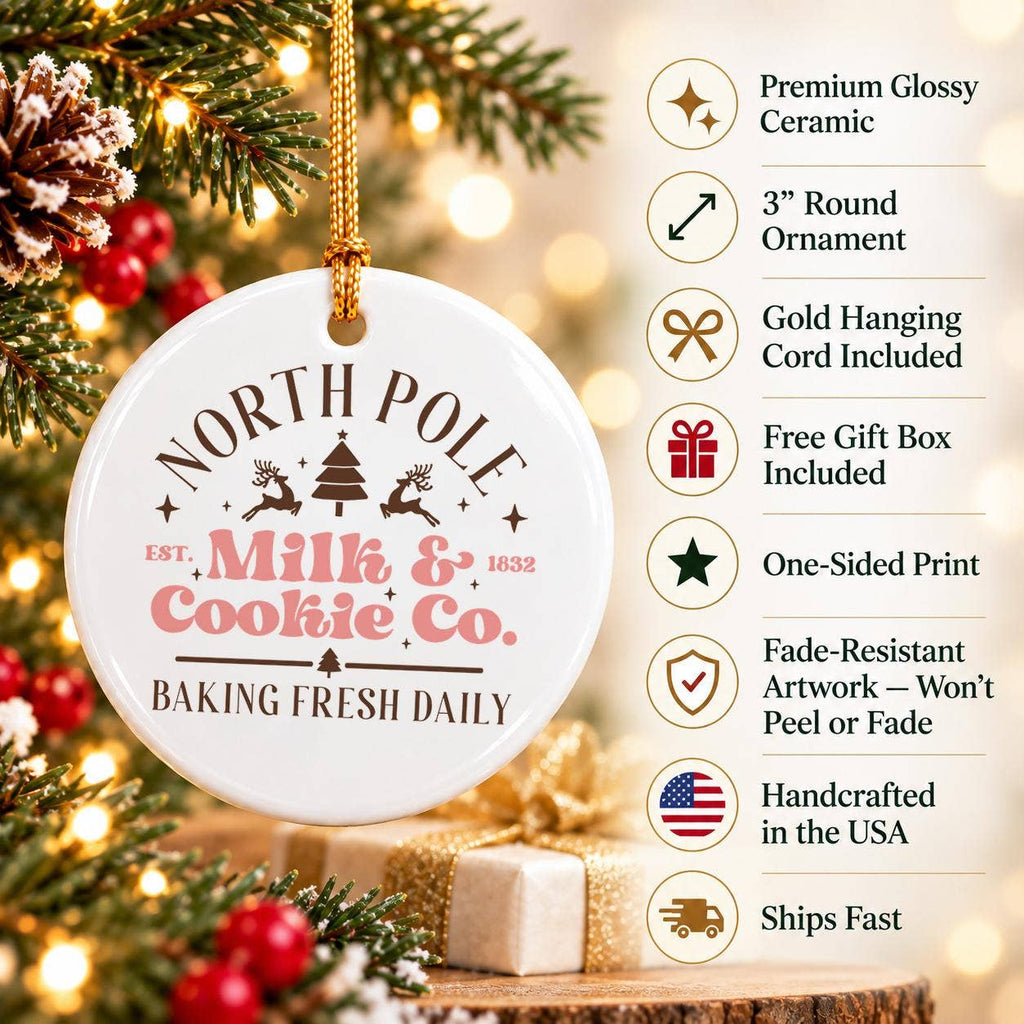 Christmas North Pole Milk & Cookie Co. Ceramic Ornament