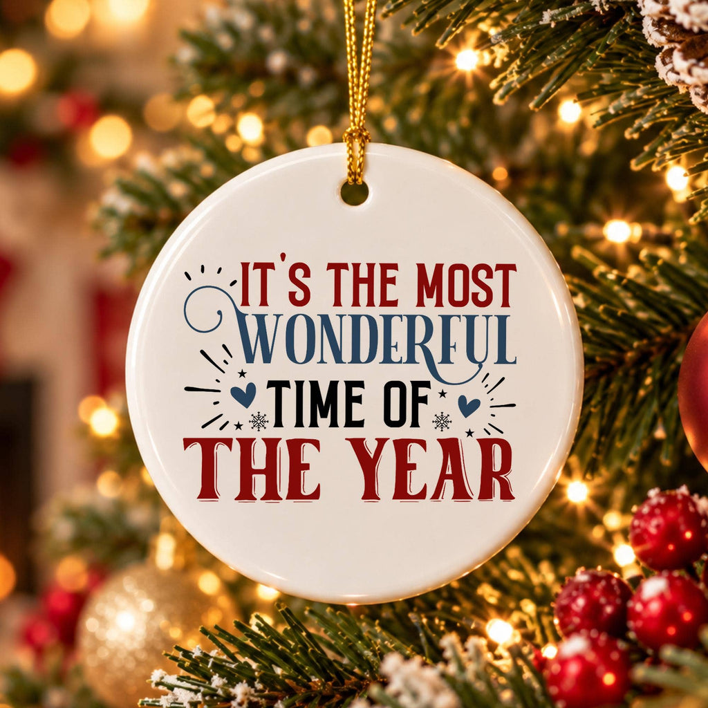 Wonderful Time Ceramic Christmas Ornament Gift Boxed