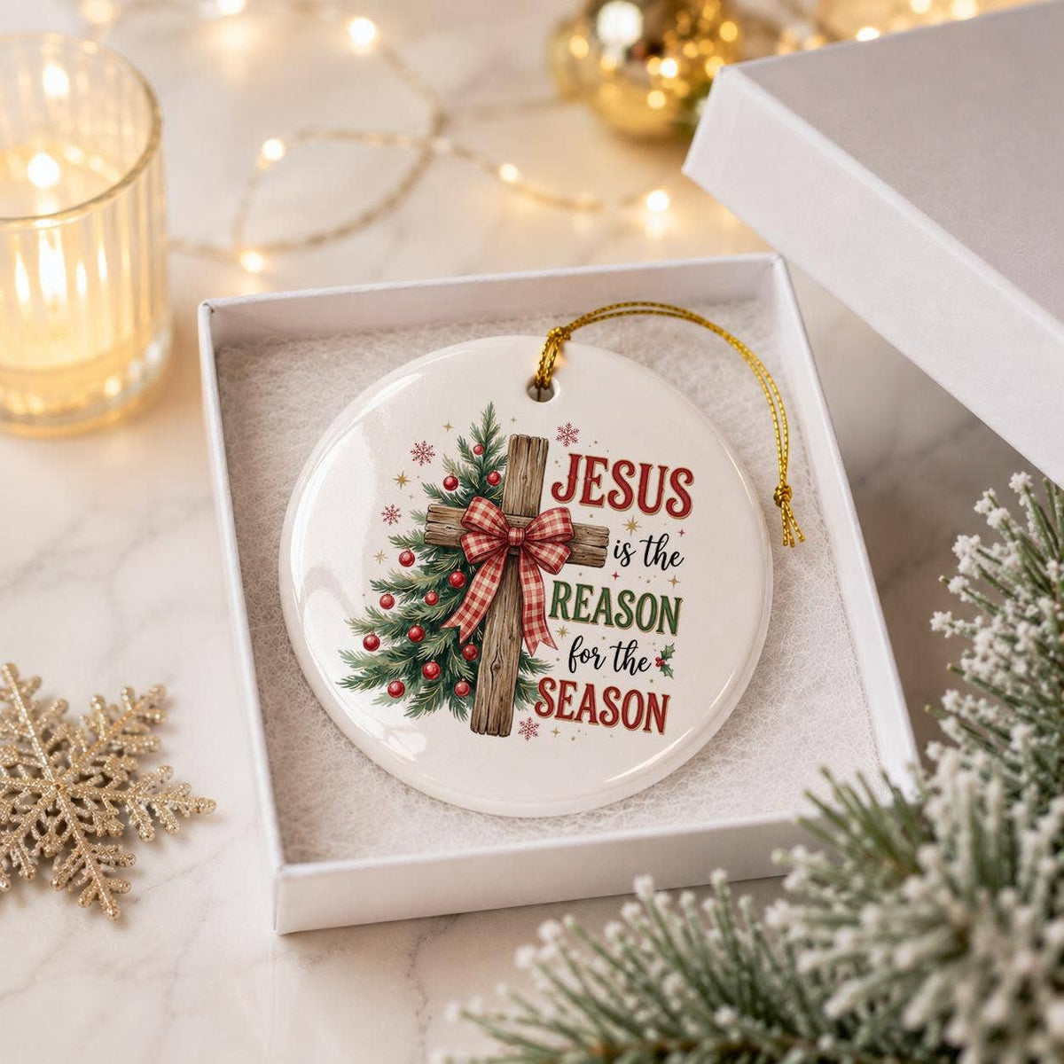 Ceramic Ornament: "Jesus is the Reason" Christmas Tree Decor