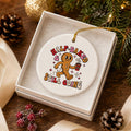 Whimsical Gingerbread Ceramic Ornament with Coffee Cup Charm