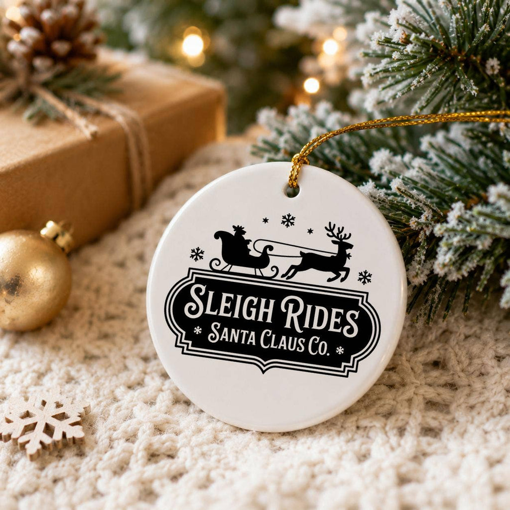 Sleigh Rides Ceramic Ornament with Gift Box