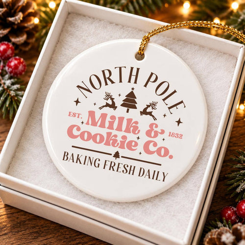 Christmas North Pole Milk & Cookie Co. Ceramic Ornament