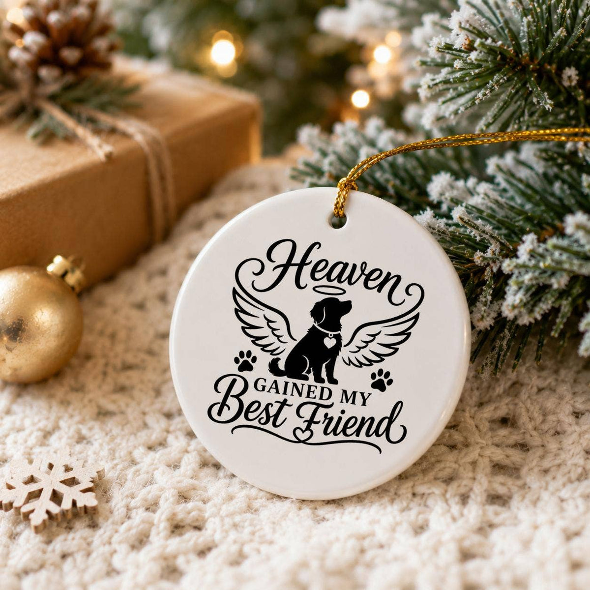 Pet Memorial Angel Dog Ceramic Ornament with Gift Box