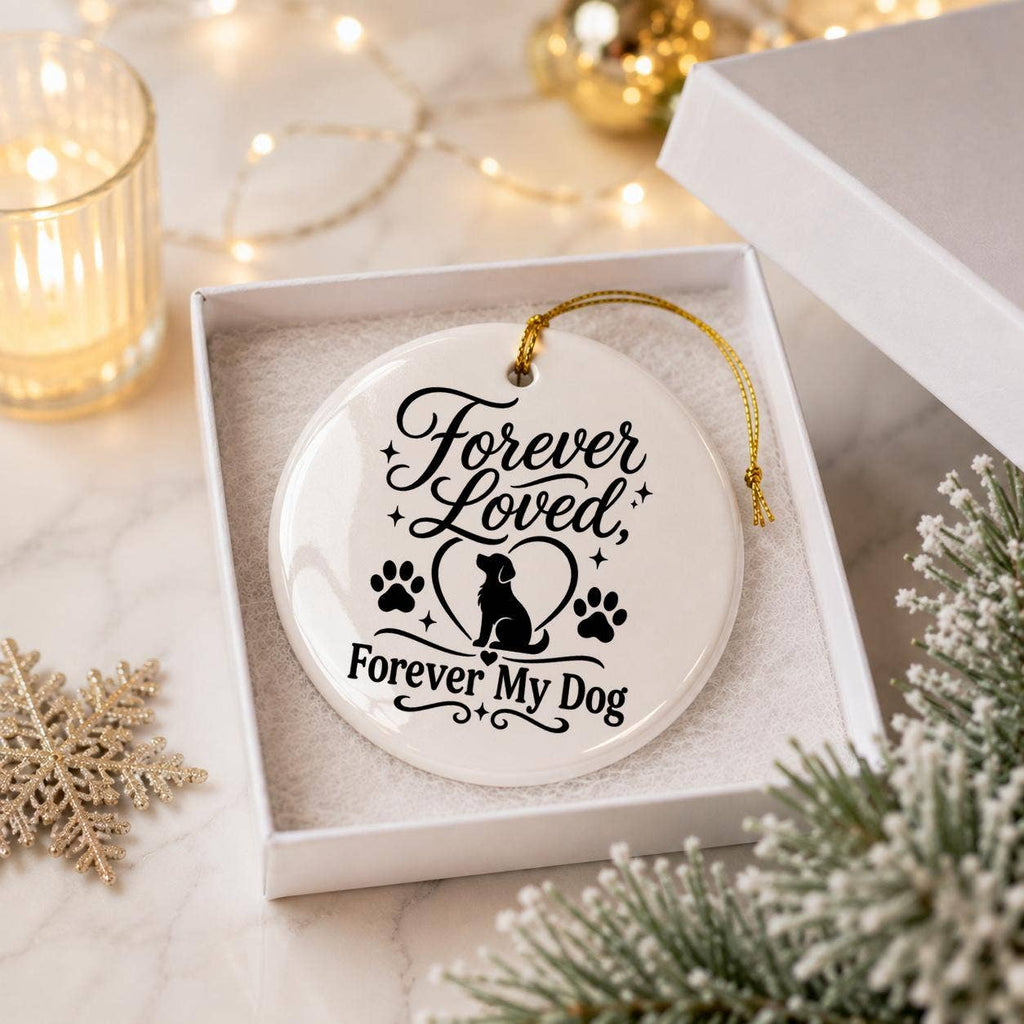 Pet Memorial Ceramic Ornament with Heart & Paws