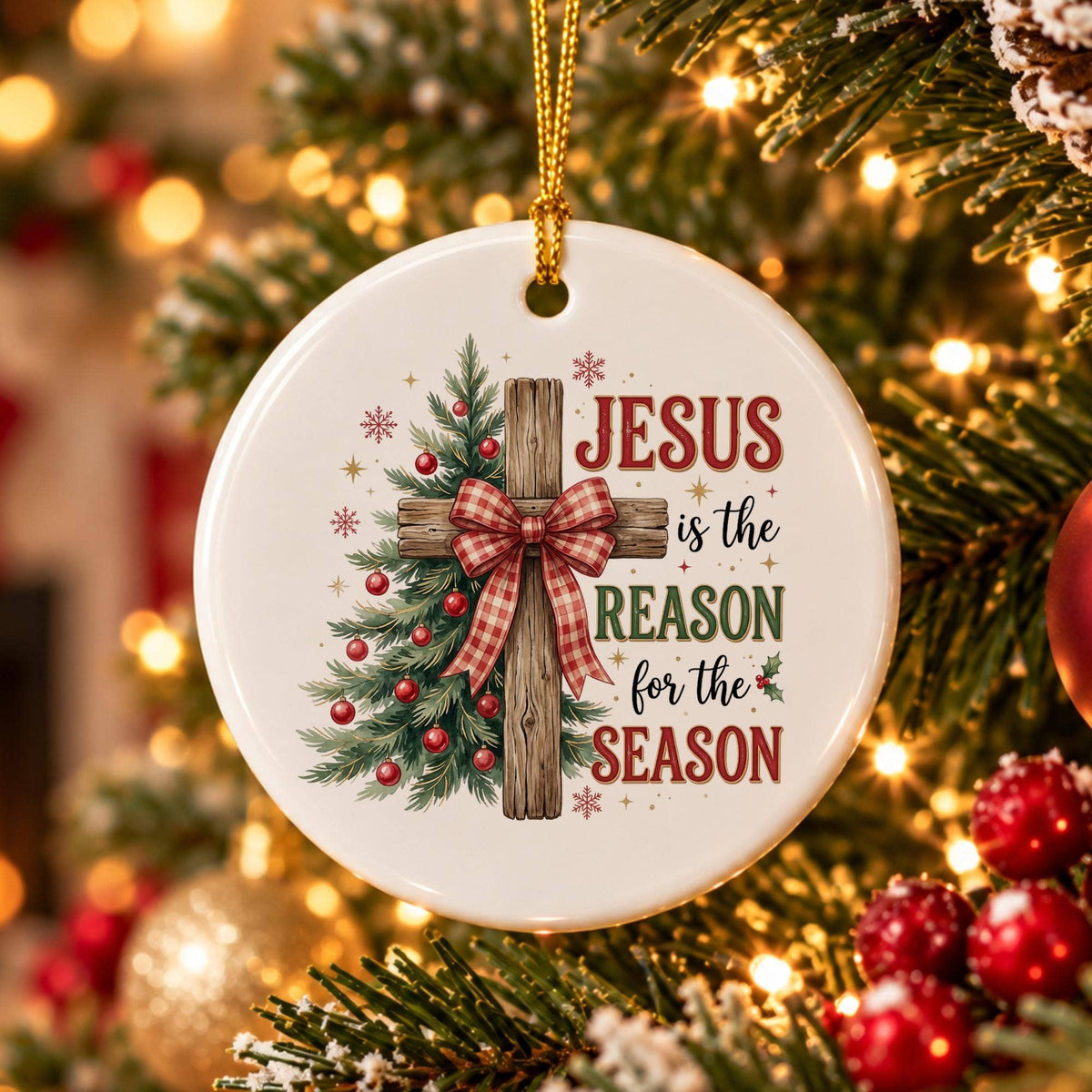 Ceramic Ornament: "Jesus is the Reason" Christmas Tree Decor