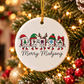 Festive Ceramic Ornament: Smiling Mahjong Tiles Xmas Decor