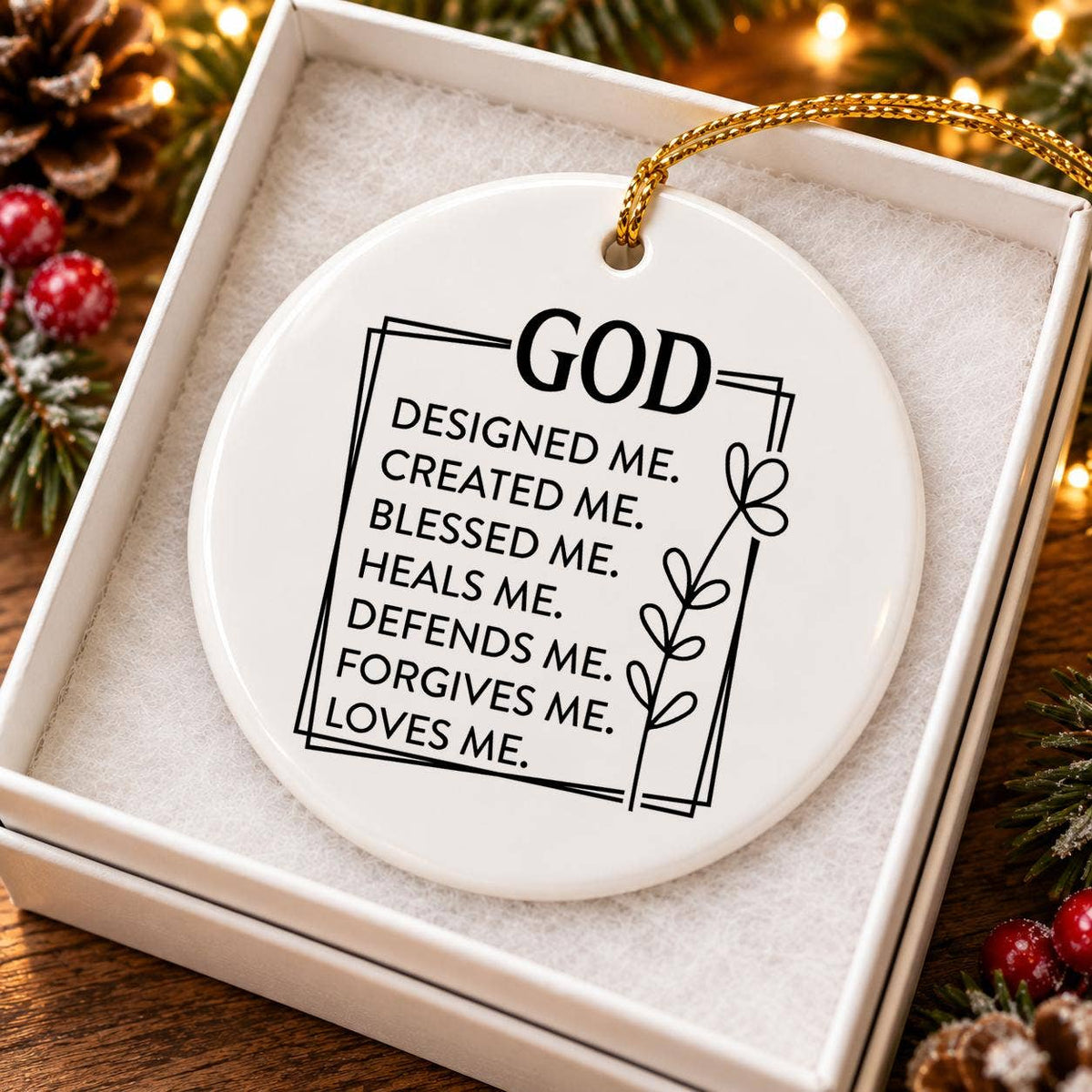 Inspirational God Faith Ceramic Christmas Ornament