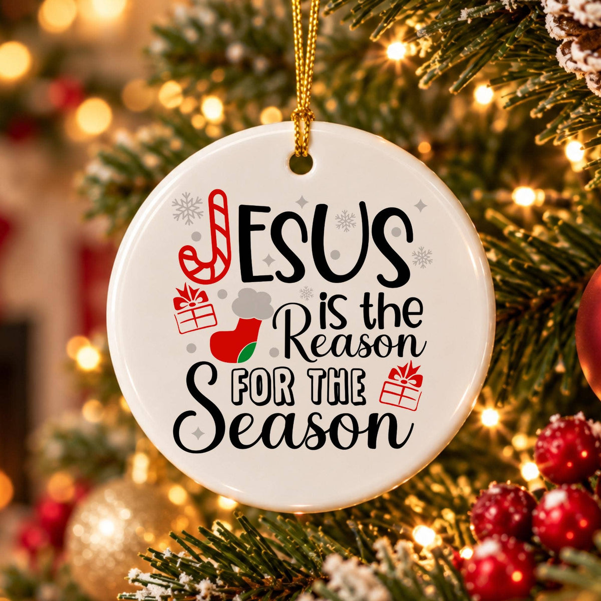 Jesus Reason Season Ceramic Christmas Ornament