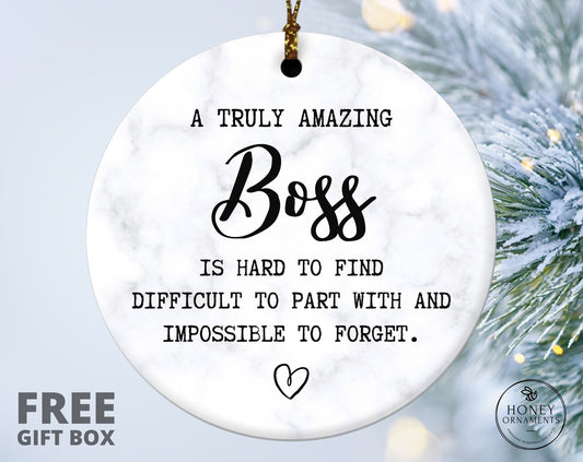 Boss Leaving Gift for Boss Appreciation Ornament Best Boss Ever boss gift for women boss gift for men, Thank you Ornament, A truly amazing boss is hard to find