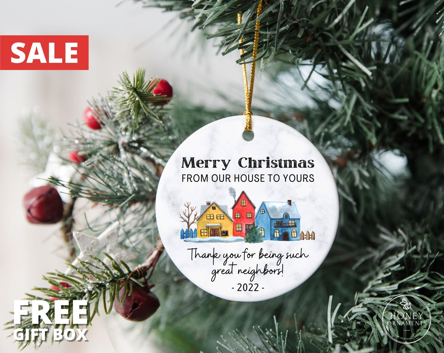 Neighbor Christmas Ornament, Christmas Gift for Neighbor, Best Neighbor Ever Gift, Appreciation Gift, Thank You Ornament, New Neighbor Gift