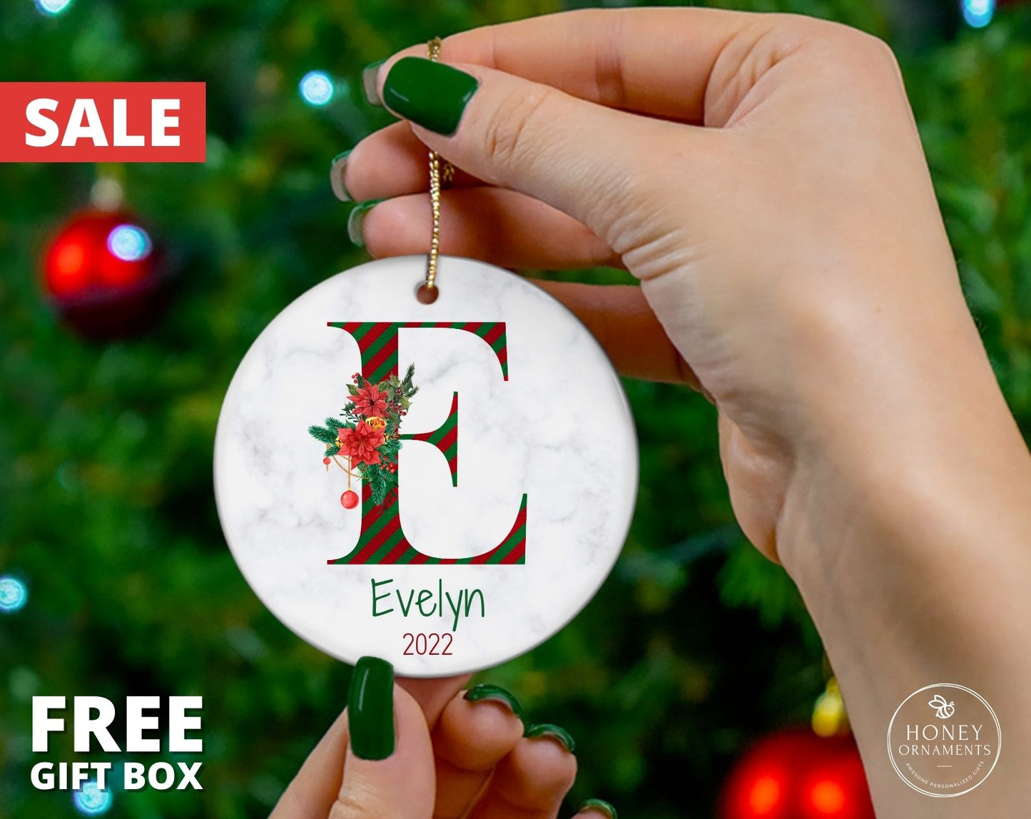 Family Christmas Ornament, Personalized Name Ornaments, 2023 Custom Initial Ornament, Christmas Decoration Gift, Monogram Alphabet Ornament