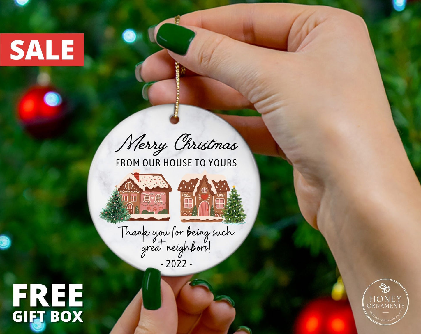 Neighbor Christmas Ornament, Christmas Gift for Neighbor, Best Neighbor Ever Gift, Appreciation Gift, Thank You Ornament, 2023 Neighbor Gift