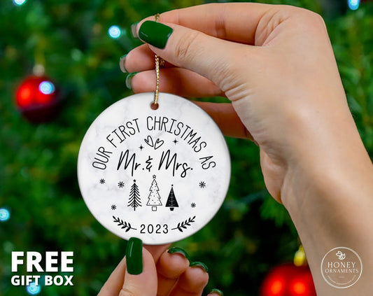 First Christmas Married Ornament 2023, Our First Christmas as Mr & Mrs, First Married Christmas Ornament 2023, Just Married Wedding Gift