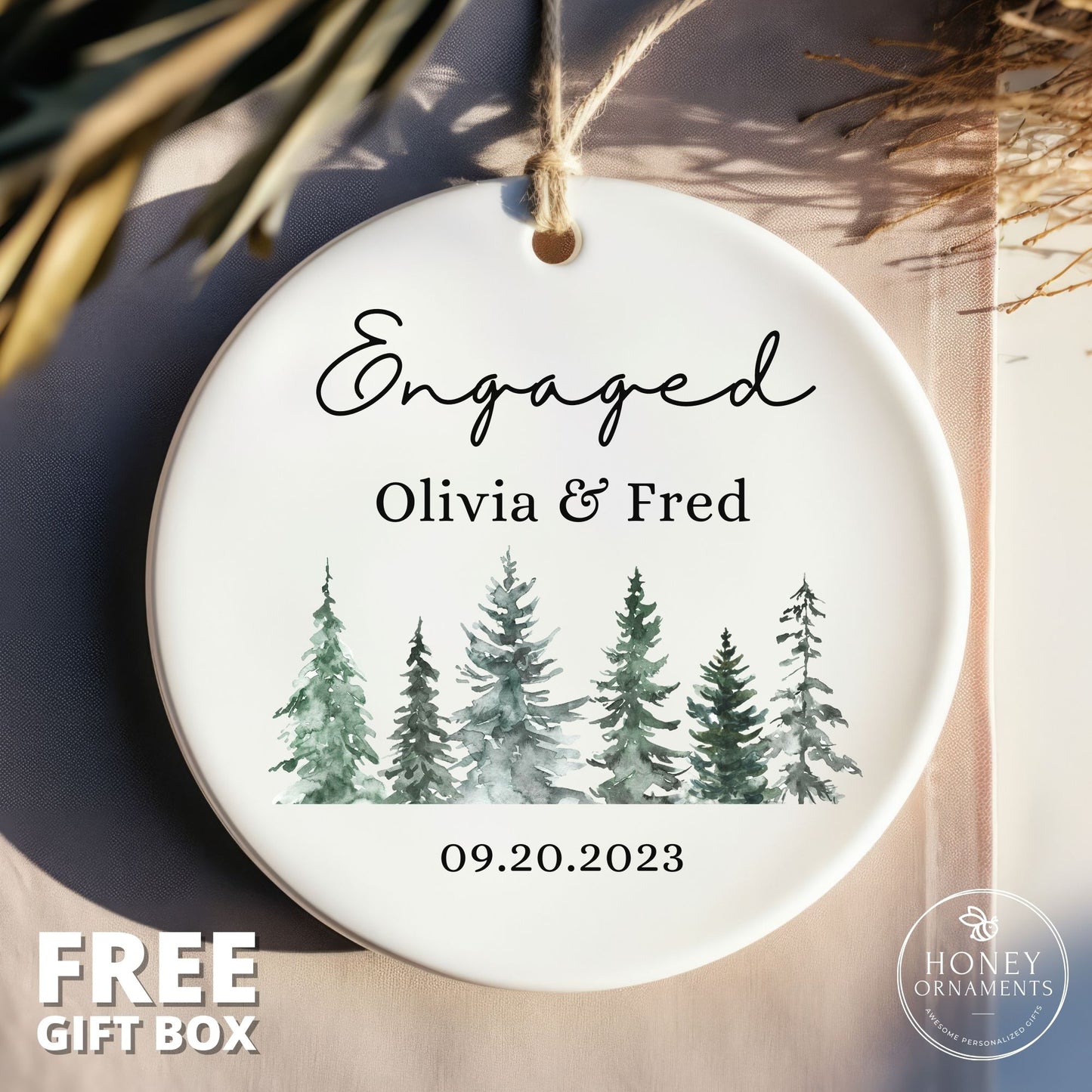 Engaged Christmas Ornament Personalized - First Christmas Engaged - Custom Engagement Keepsake - Engaged Ornament - Engagement Gift - 2023