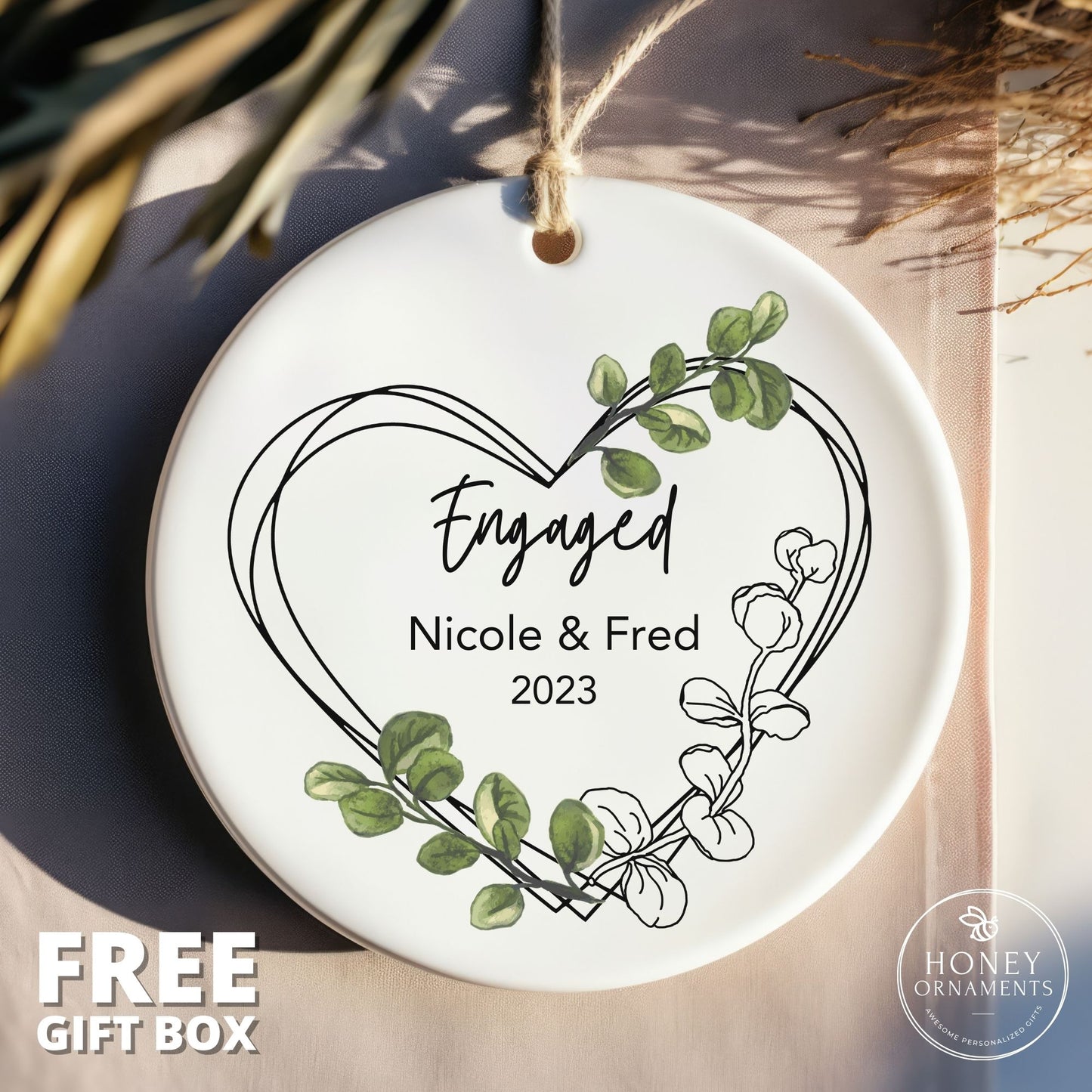 Engaged Christmas Ornament - Personalized First Christmas Engaged - Custom Engagement Keepsake - Engaged Ornament - Engagement Gift - 2023