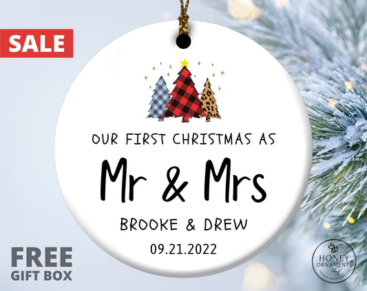 Personalized Married Ornament, Our First Christmas Married as Mr and Mrs 2023, 1st Christmas Married Ornament, Just Married Wedding Gift