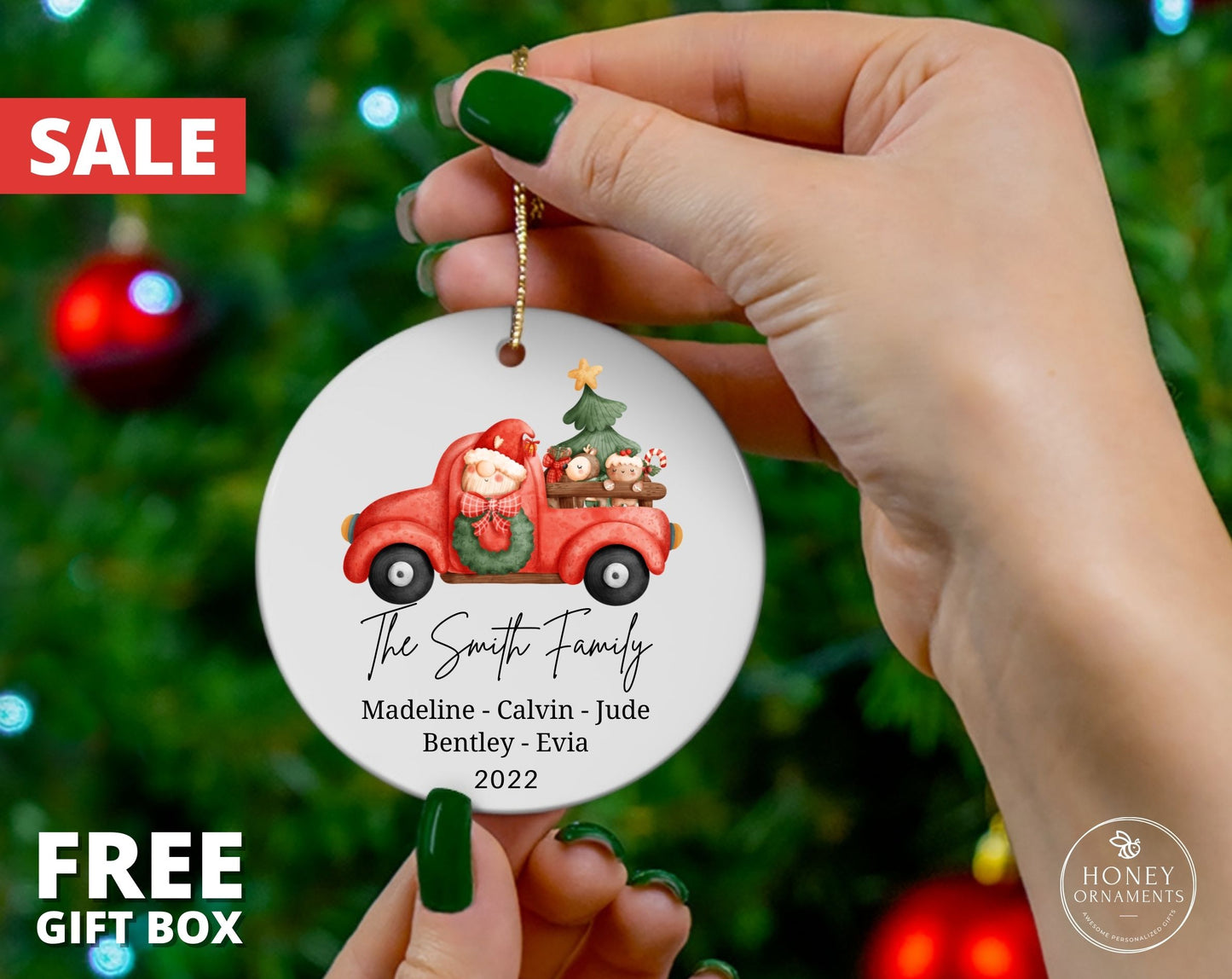 Personalized Family Christmas Ornament with Names, 2023 Family Tree Christmas Ornament, Custom Christmas Gift, Cute Family Keepsake Ornament