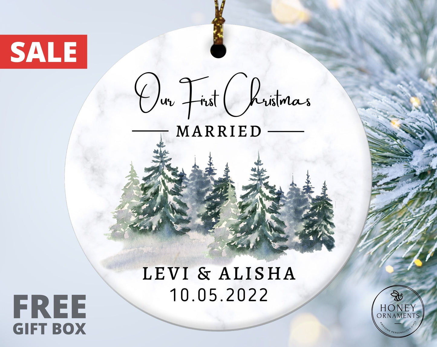 Personalized Name and Year Clear Ornament