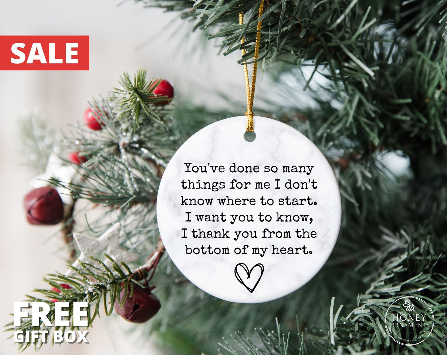 Thank you gift, Thank you Ornament, Thank You Gift for Doctor, Thank You from the Bottom of My Heart, We thank you Gift, Appreciation Gift