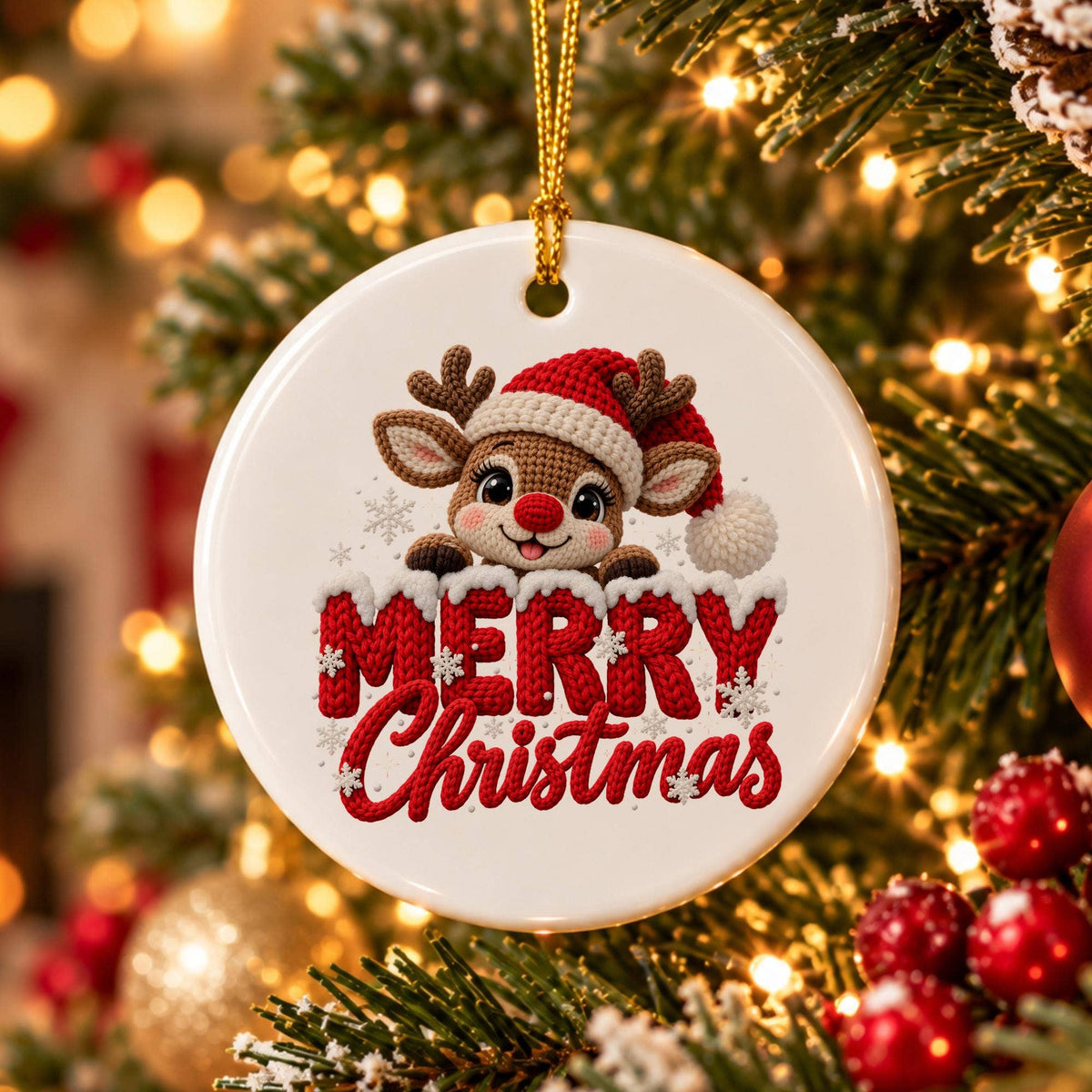 Rudolph Merry Christmas Ceramic Ornament Gift Boxed